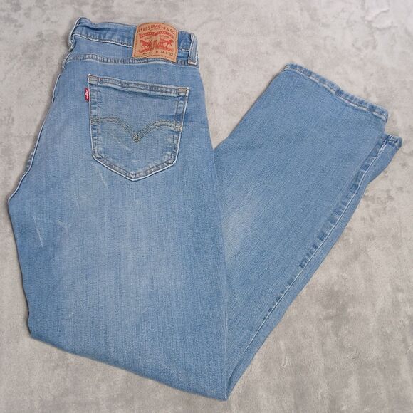 Levis 514 Jeans Mens 34x32 Blue Classic Straight Fit Faded Stretch Denim Sultan - Picture 1 of 14